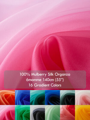 High Quality Natural Mulberry Silk 17 Gradient color 6 momme Silk organza fabric